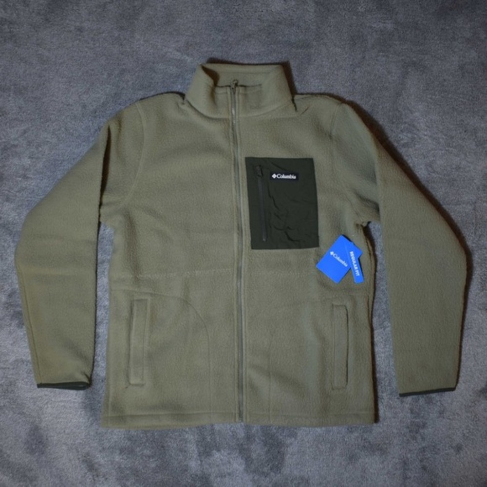 Columbia‎ Jasper Ridge Pebbled Full Zip Fleece Mens Size L Large Stone Green NEW